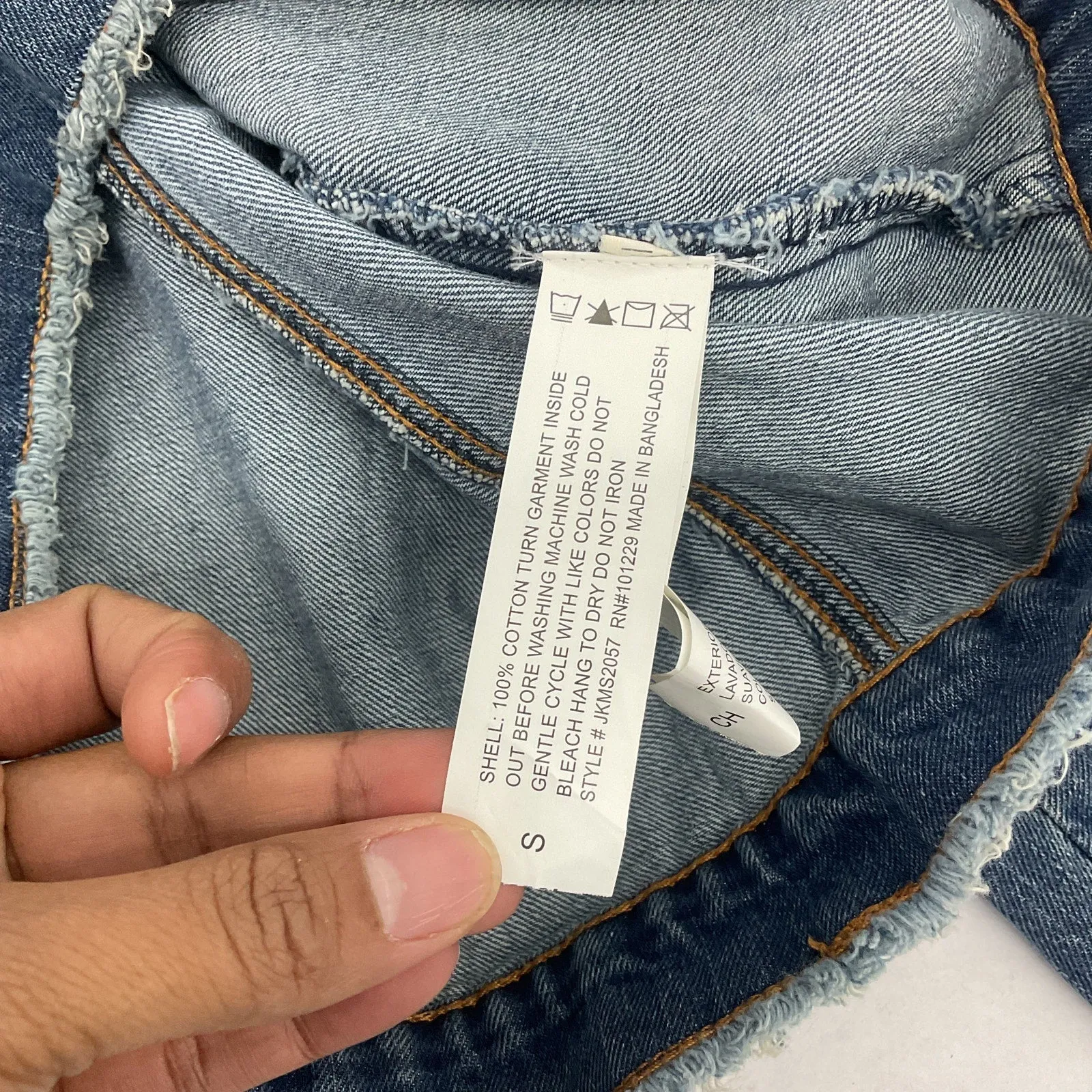 1 Sunset Lane Blue Denim Trucker Cotton Biker Jacket Women's Size S Preowned