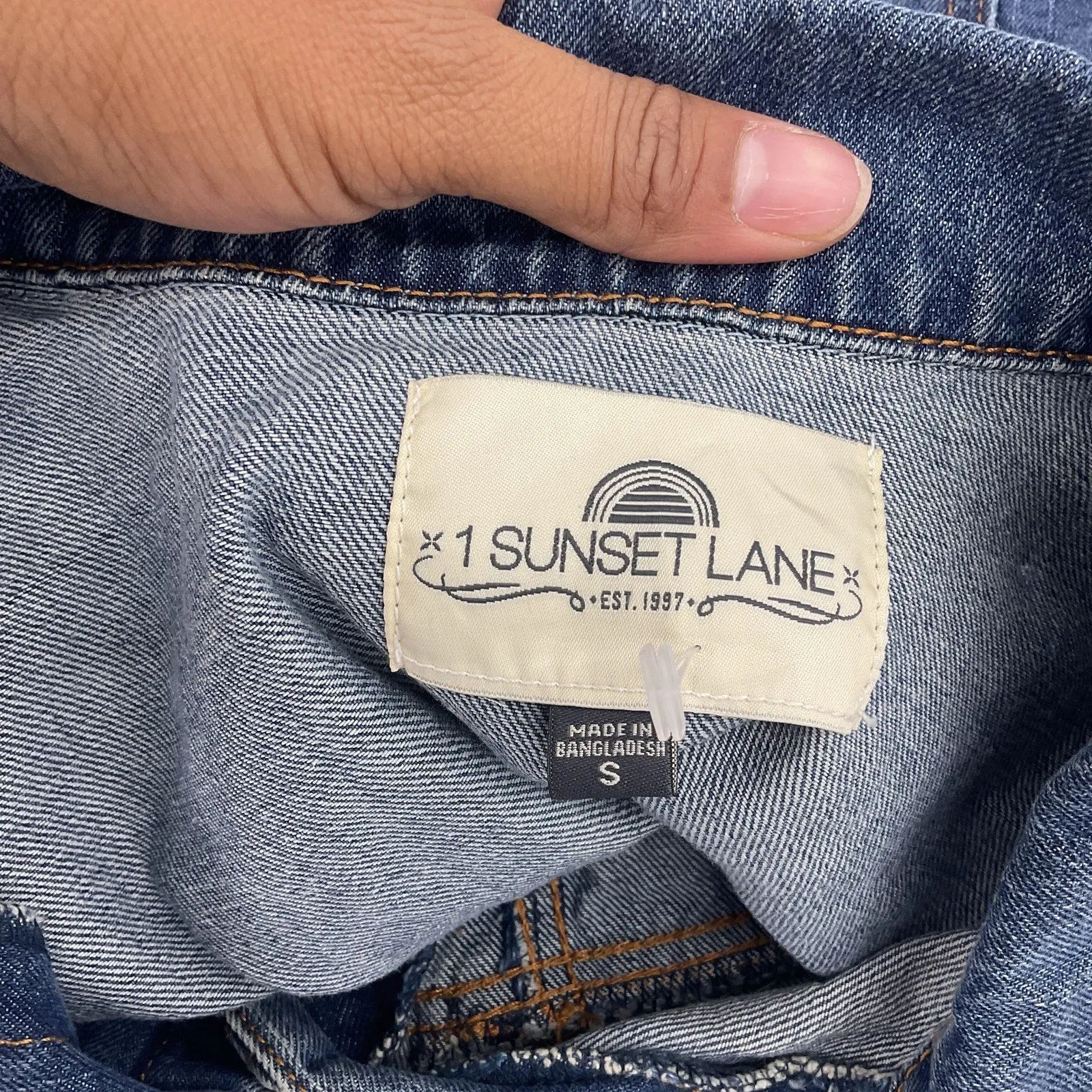 1 Sunset Lane Blue Denim Trucker Cotton Biker Jacket Women's Size S Preowned