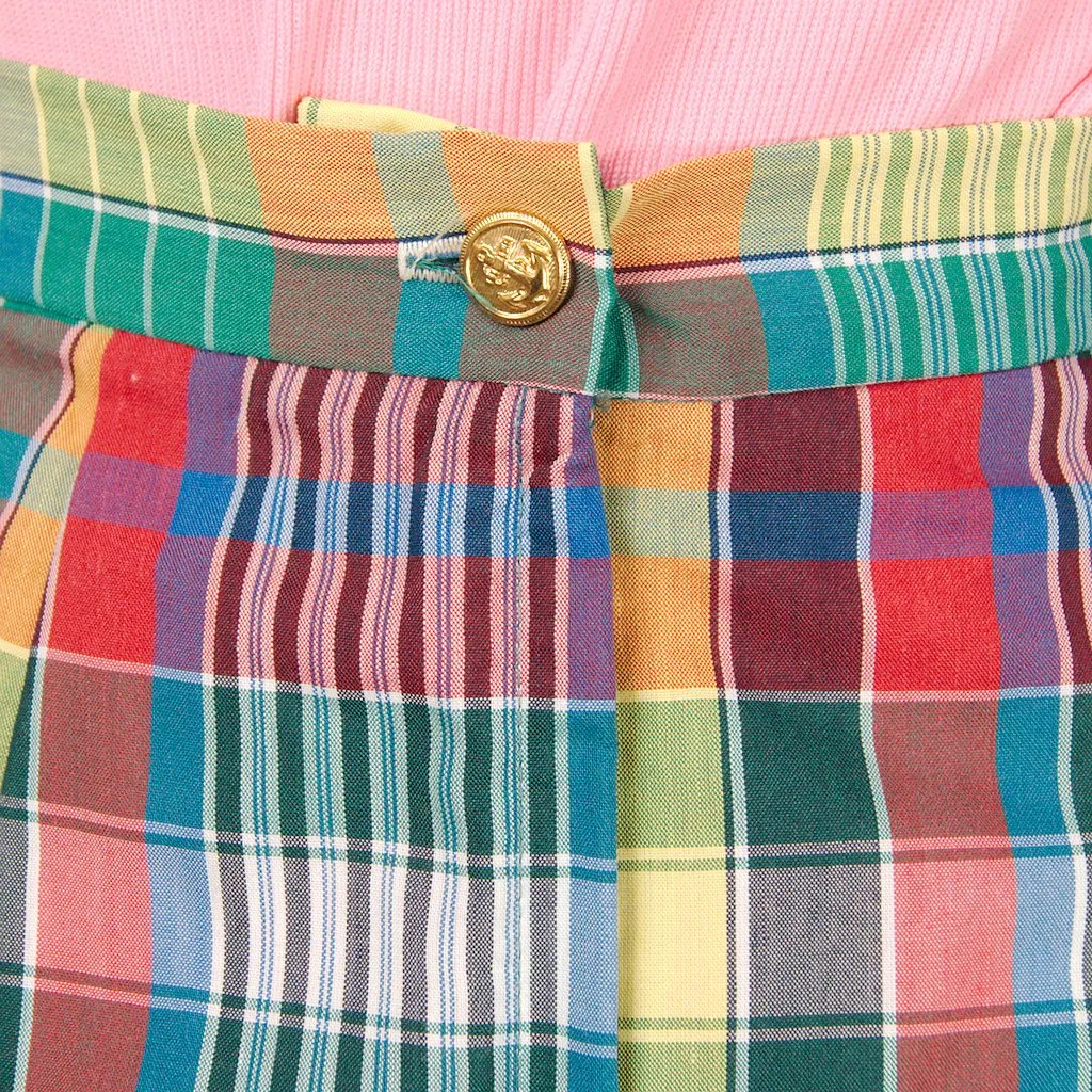 1970s Rainbow Plaid Midi Skirt