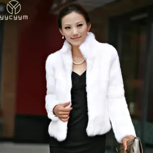 2025 New Autumn Winter Real Genuine Rabbit Fur Coat Women Full Pelt Real Rabbit Fur Jacket Fashion Fur Mandarin Collar Overcoats