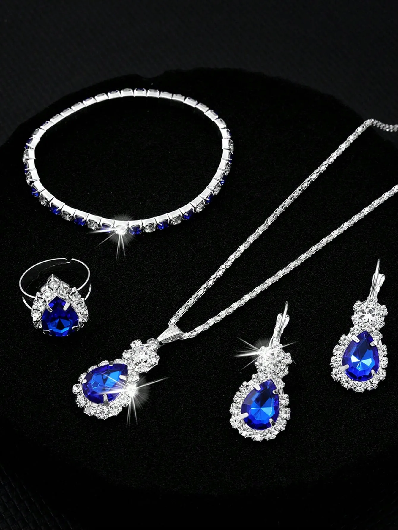 4pcs Teardrop Jewelry Set Including Necklace, Bracelet, Ring And Earrings- FD ⚡