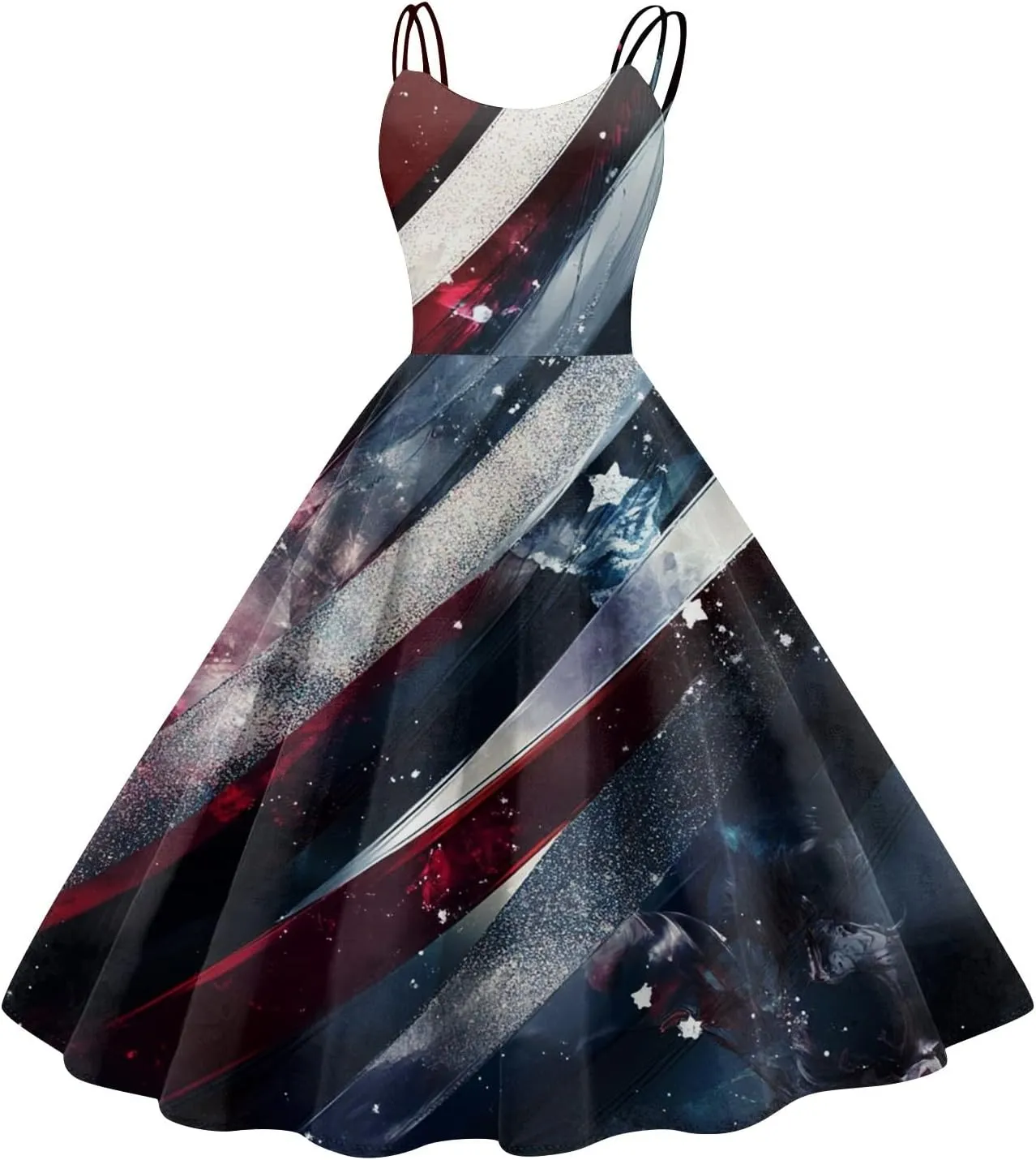 4th of July Dress for Women Women's Independence Day Print Off-The-Shoulder 50s 60s Punk Vintage Dresses