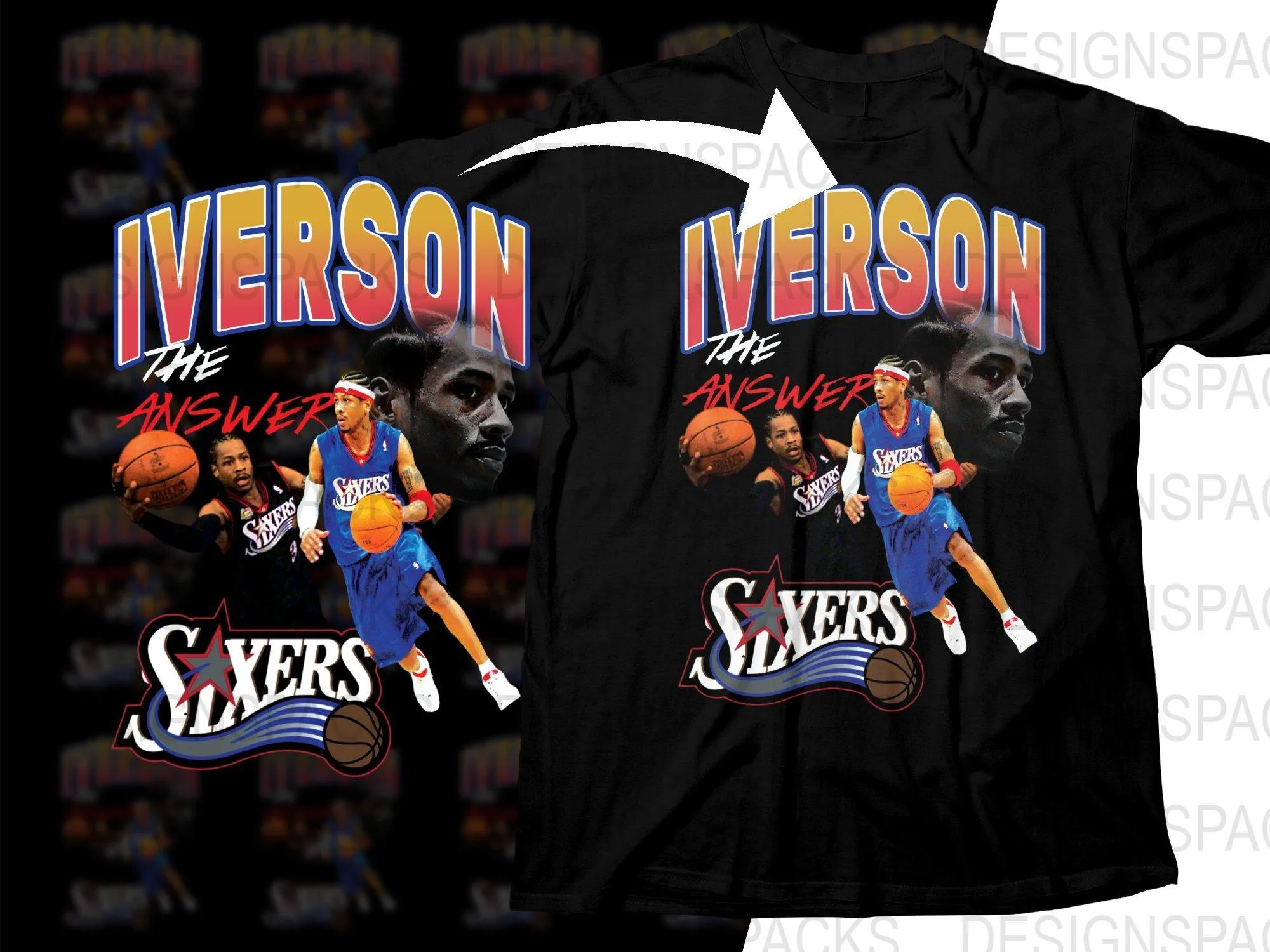 Allen Iverson The Answer Sixers Basketball Superstar Png Digital Download