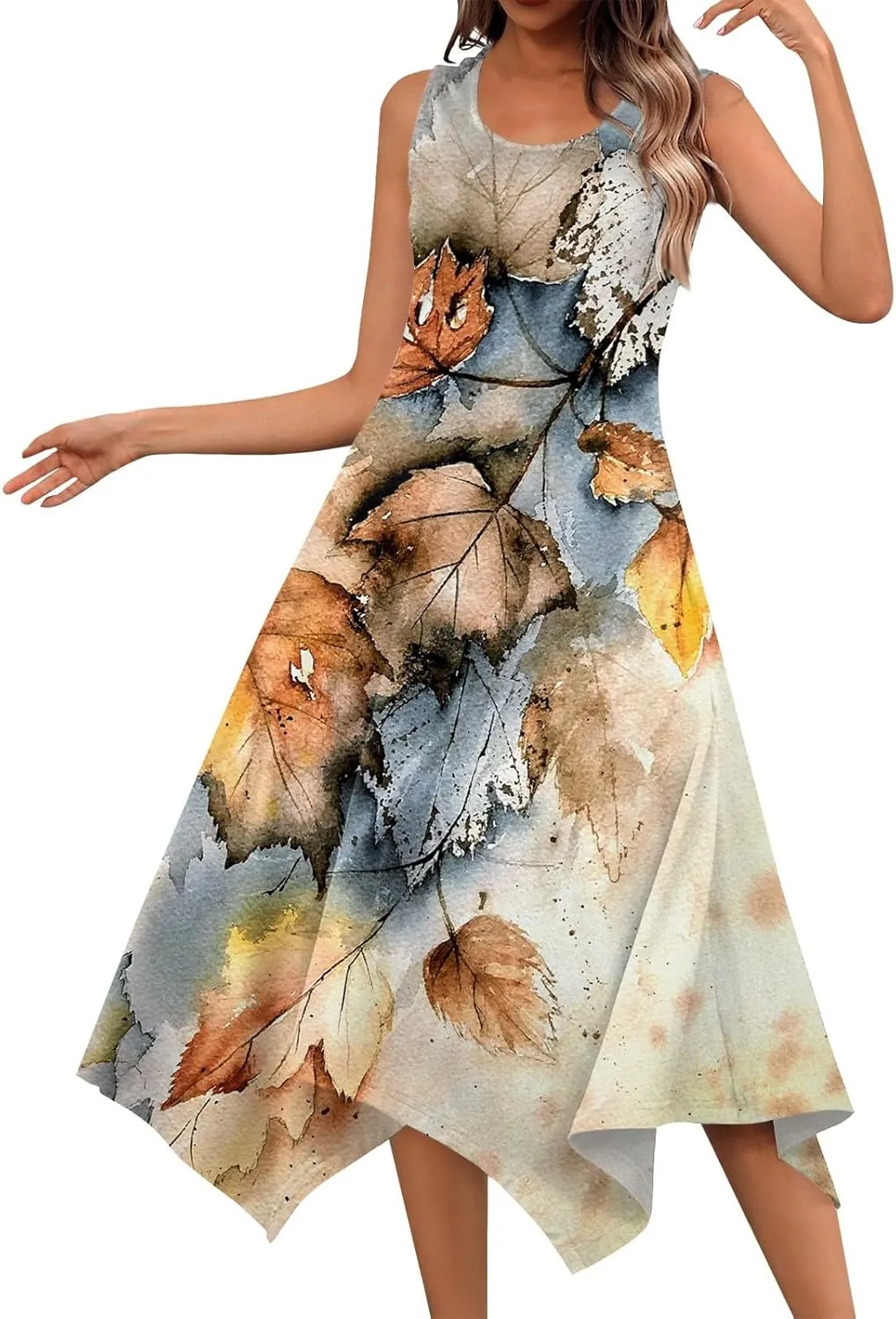 Azeralia Spring Long Dresses for Women 2024 V Neck Maxi Dress for Women Summer Sleeveless Boho Dlowy Sundress Long Sundresses
