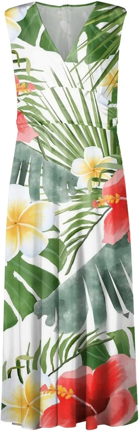 Azeralia Summer Dresses for Women 2024 Sleeveless Cruise Dresses for Women 2024 Wedding Guest Dress Plus Size Summer Dresses