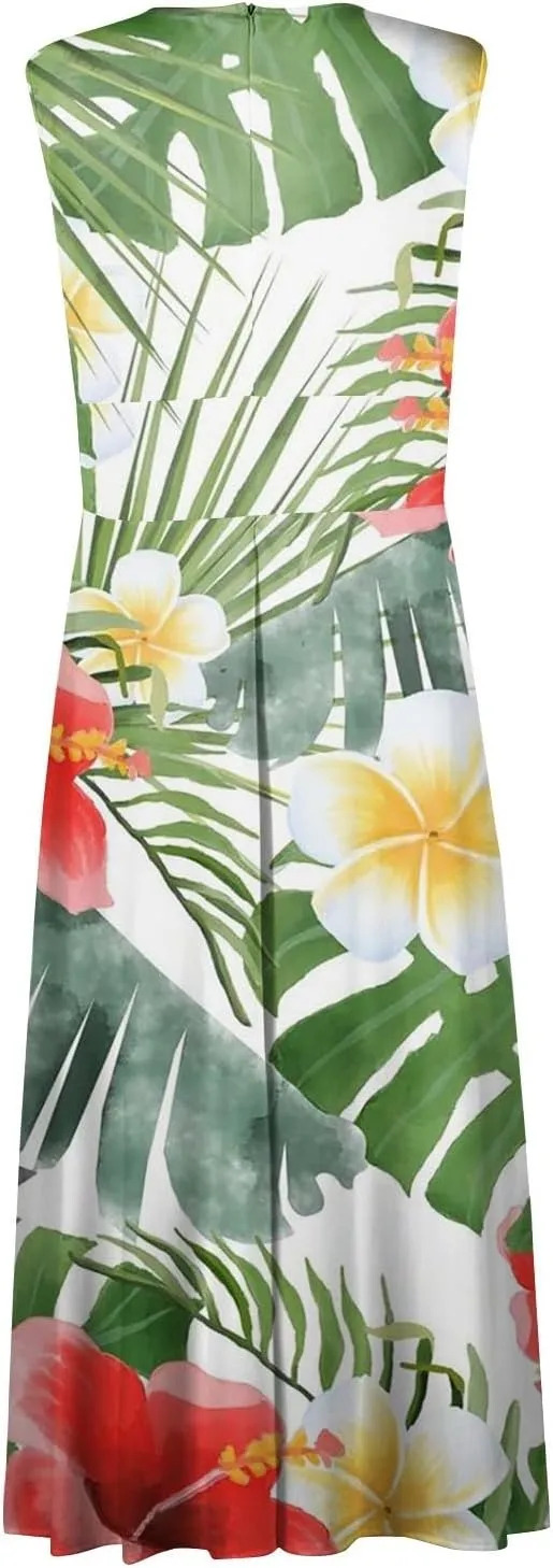 Azeralia Summer Dresses for Women 2024 Sleeveless Cruise Dresses for Women 2024 Wedding Guest Dress Plus Size Summer Dresses