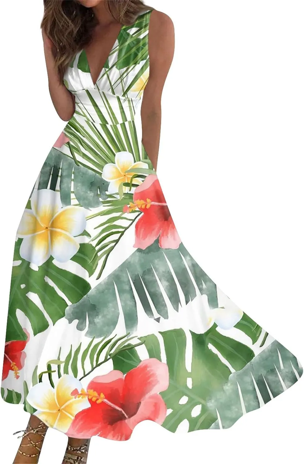 Azeralia Summer Dresses for Women 2024 Sleeveless Cruise Dresses for Women 2024 Wedding Guest Dress Plus Size Summer Dresses