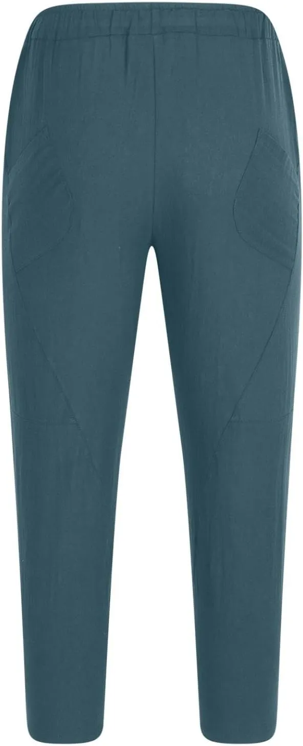 Baggy Pants for Men Trendy Cotton Linen Summer Beach Pants Casual Loose Lounge Cropped Harem Trousers with Pockets
