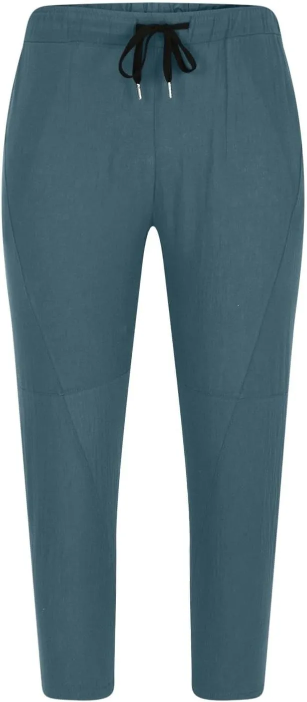 Baggy Pants for Men Trendy Cotton Linen Summer Beach Pants Casual Loose Lounge Cropped Harem Trousers with Pockets