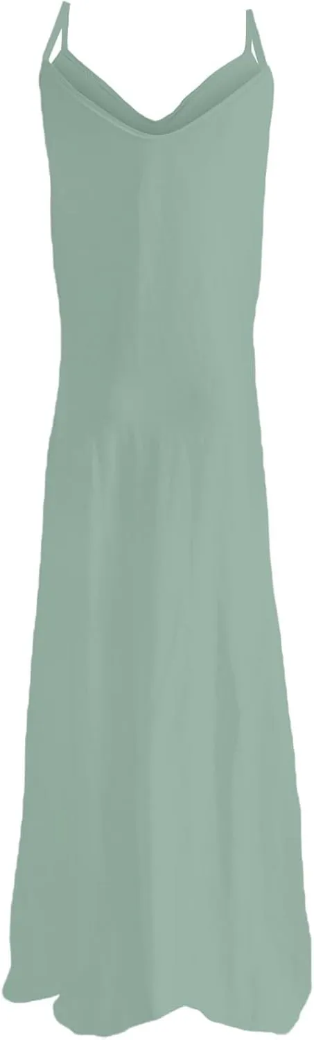 Beach Dresses for Women 2025 Printed Long Skirt Casual Flower Sleeveless V Neck Long Sun Square Neck Floral Midi