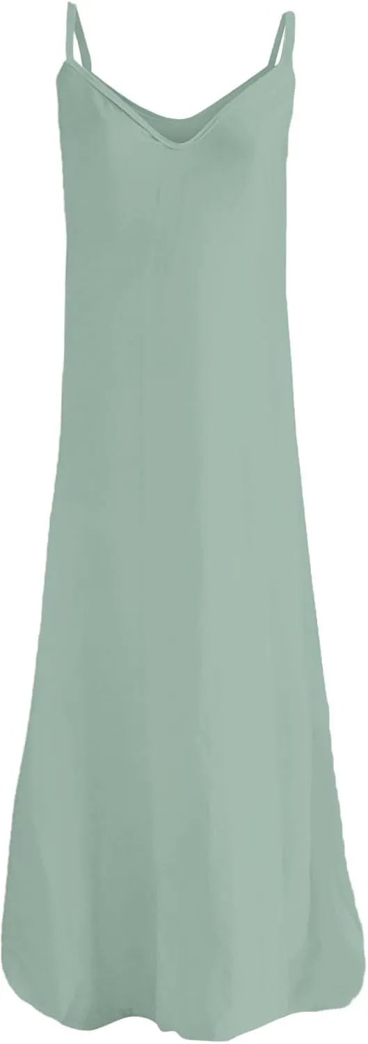 Beach Dresses for Women 2025 Printed Long Skirt Casual Flower Sleeveless V Neck Long Sun Square Neck Floral Midi