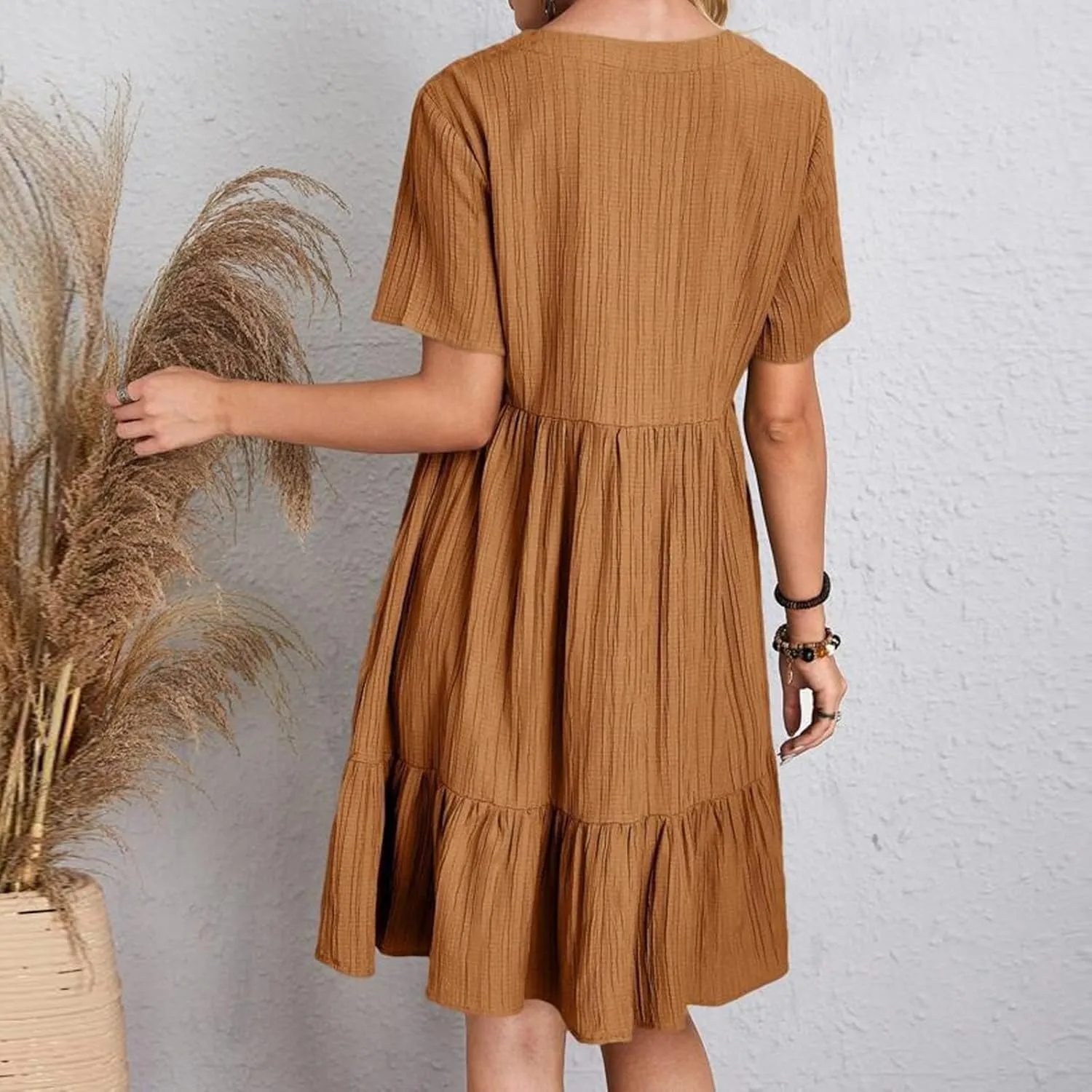 Beach Dresses for Women,2025 Summer V Neck Sleeveless Mini Dresses Ruffle a Line Short Dress Boho Flowy Sundress