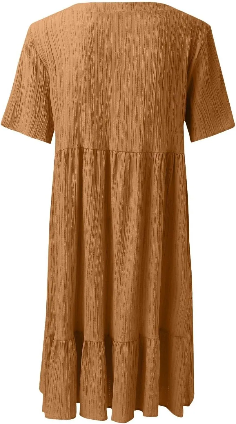 Beach Dresses for Women,2025 Summer V Neck Sleeveless Mini Dresses Ruffle a Line Short Dress Boho Flowy Sundress