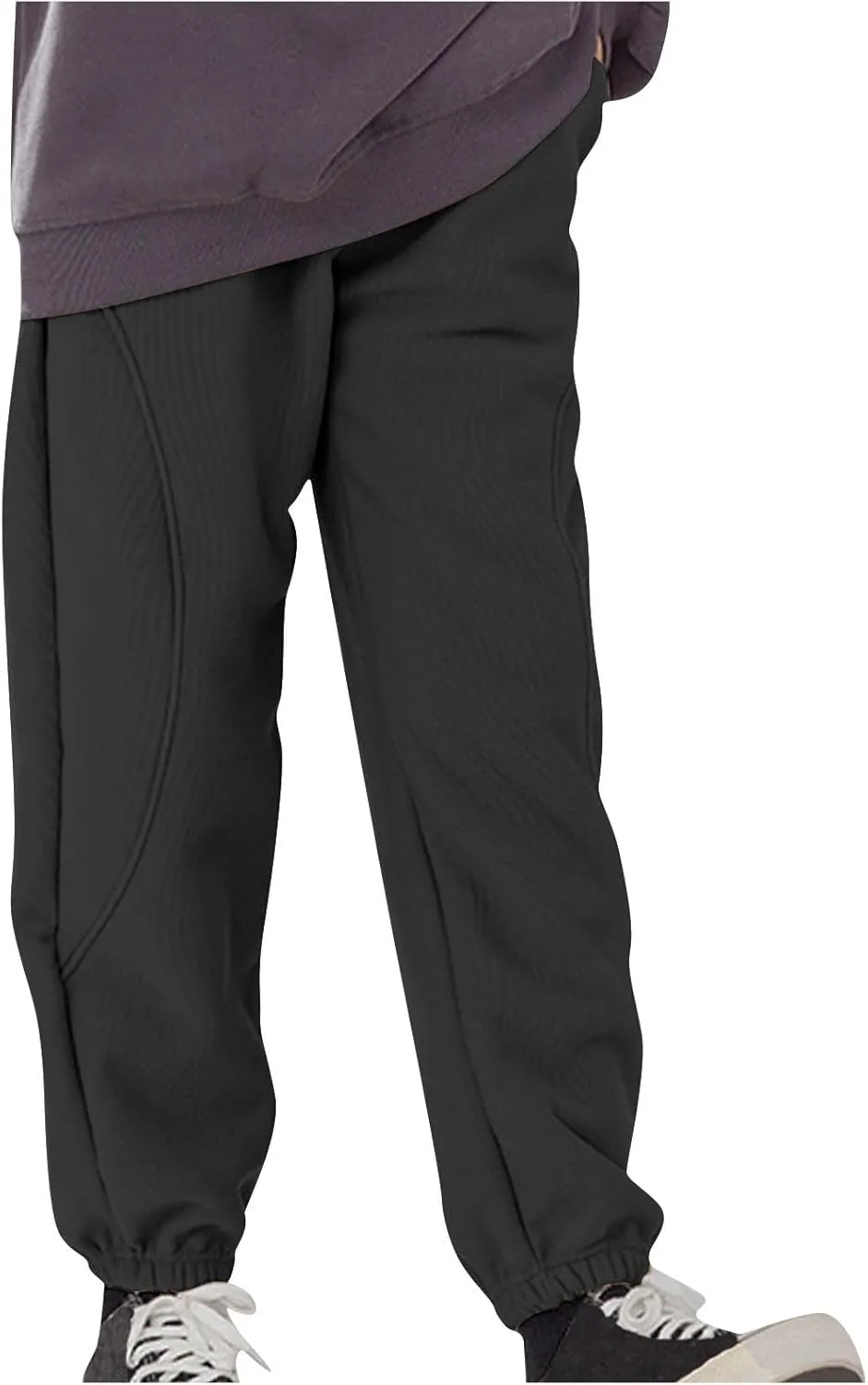 Beige Jogger Pants for Kids Comfortable Casual Pants with Elastic Waist and Ribbed Cuffs for Girls