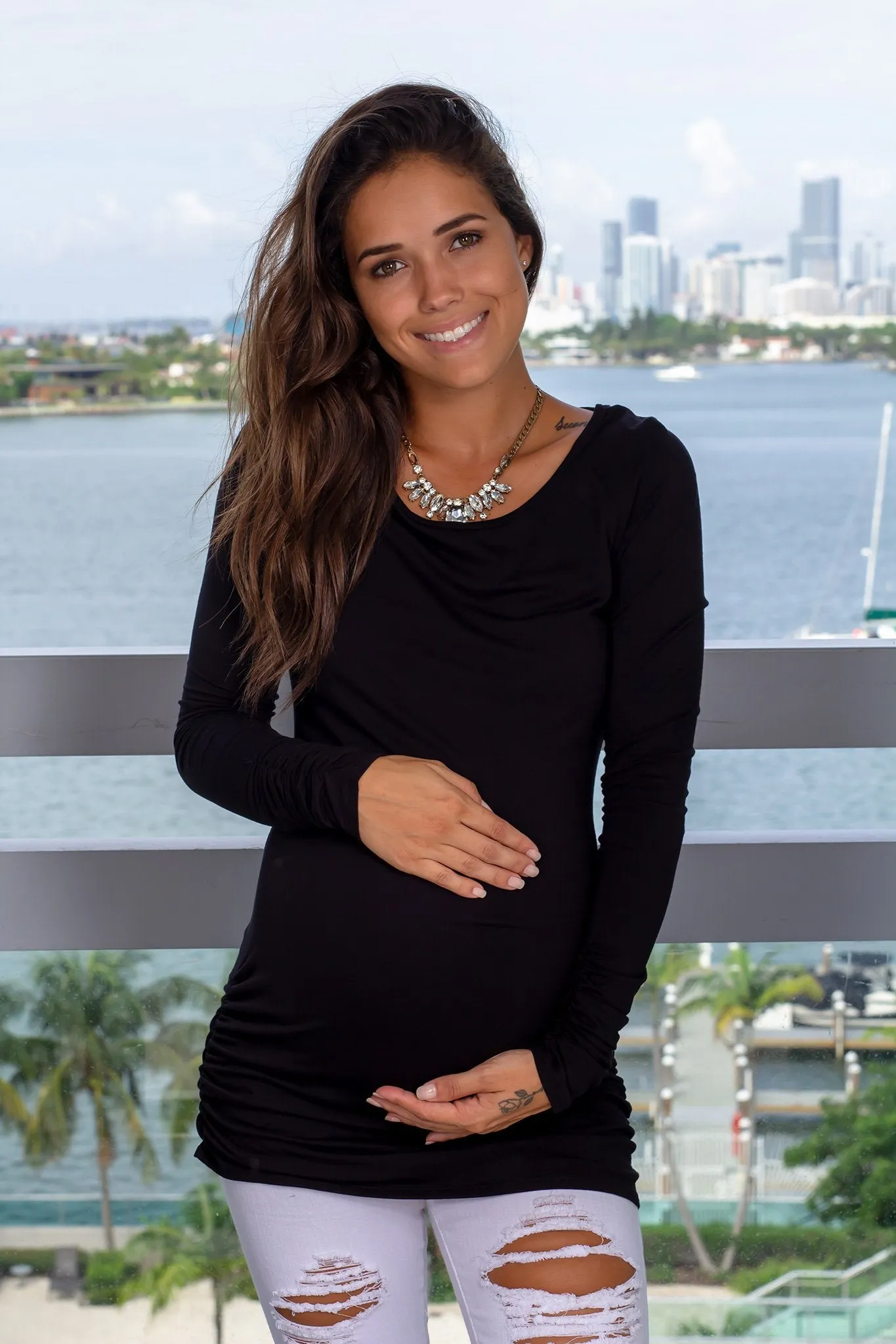 Black Long Sleeve Maternity Top