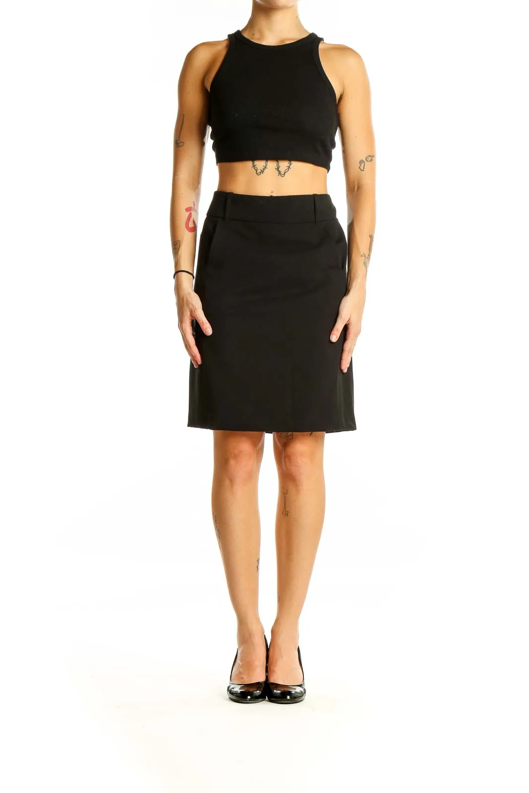 Black Pencil Skirt with High Waist