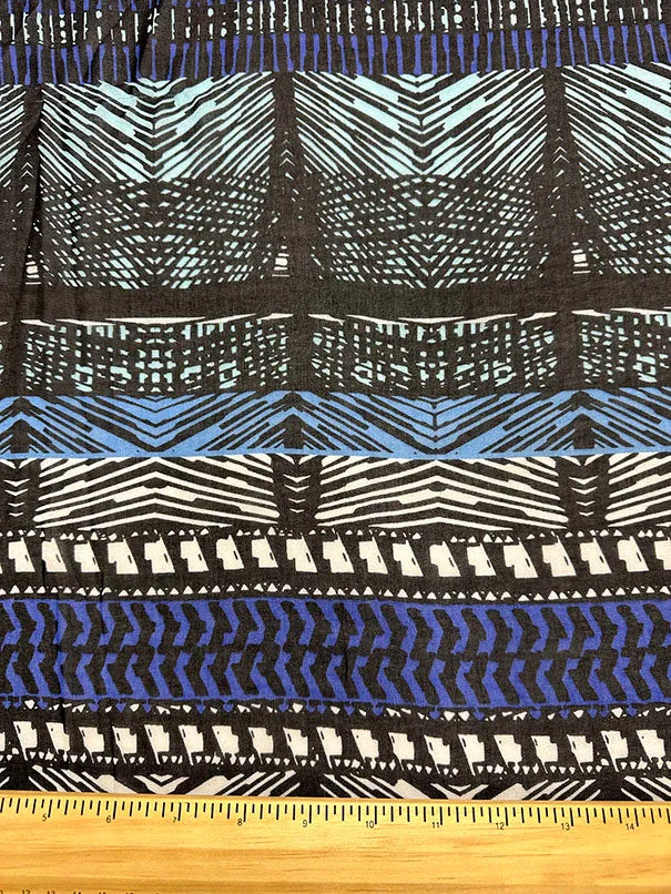 Blue Zebra Stripe Print Poly Print Chiffon Fabric