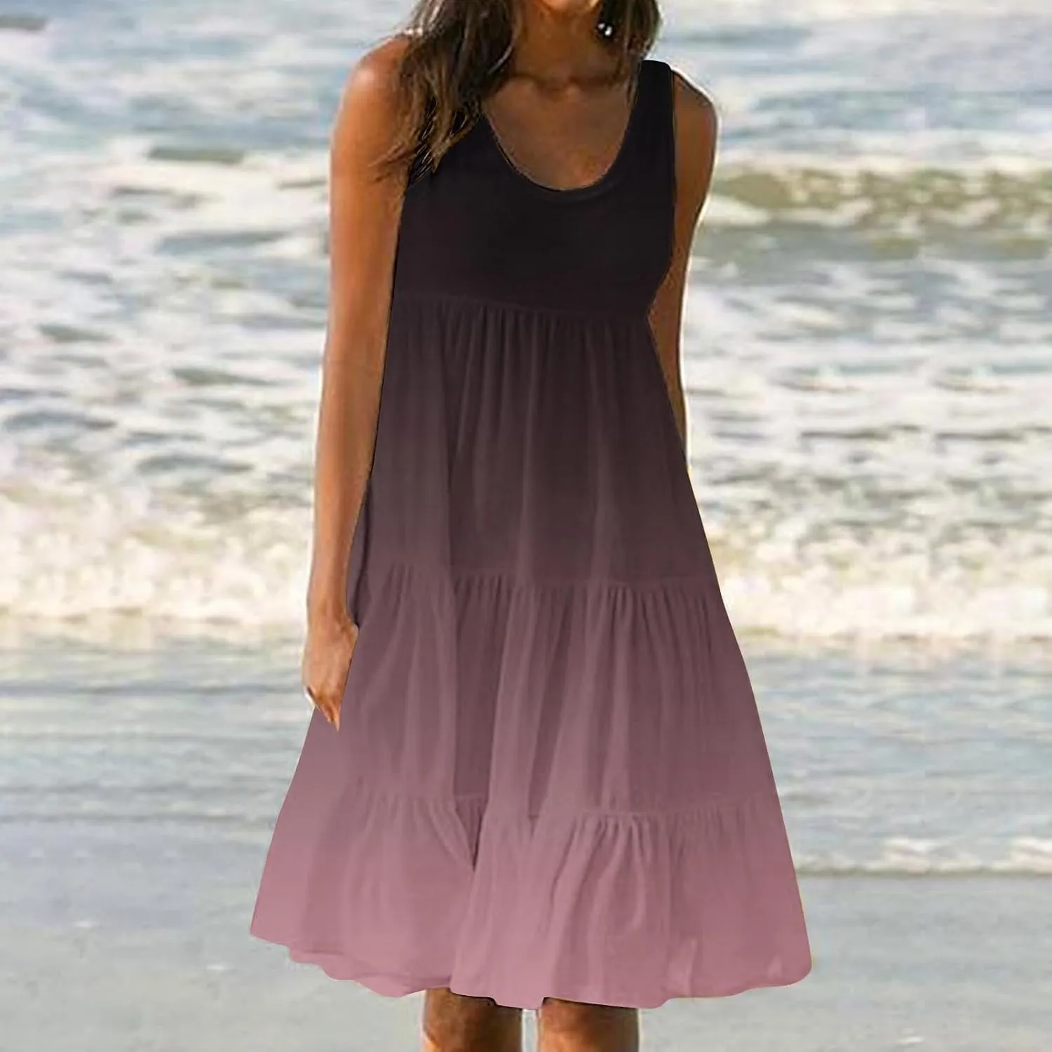 Boho Dresses for Women 2025 Casual Summer Mini Dress Trendy Sleeveless Beach Vacation Sundress Loose Fit Flowy Dress