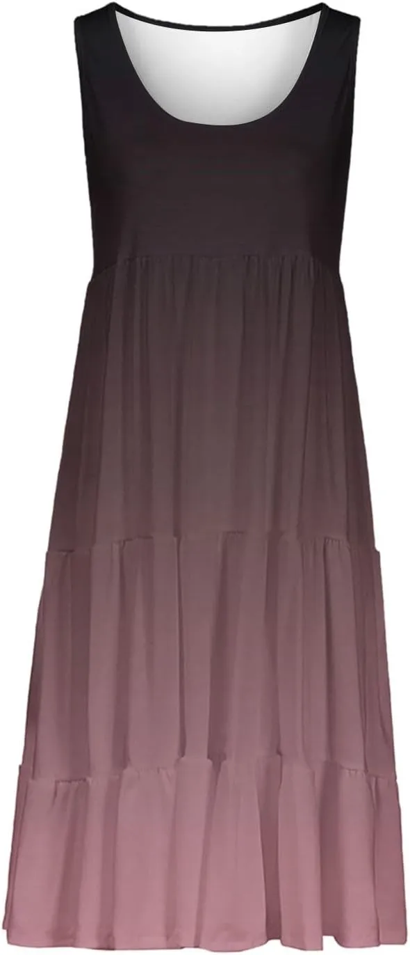 Boho Dresses for Women 2025 Casual Summer Mini Dress Trendy Sleeveless Beach Vacation Sundress Loose Fit Flowy Dress