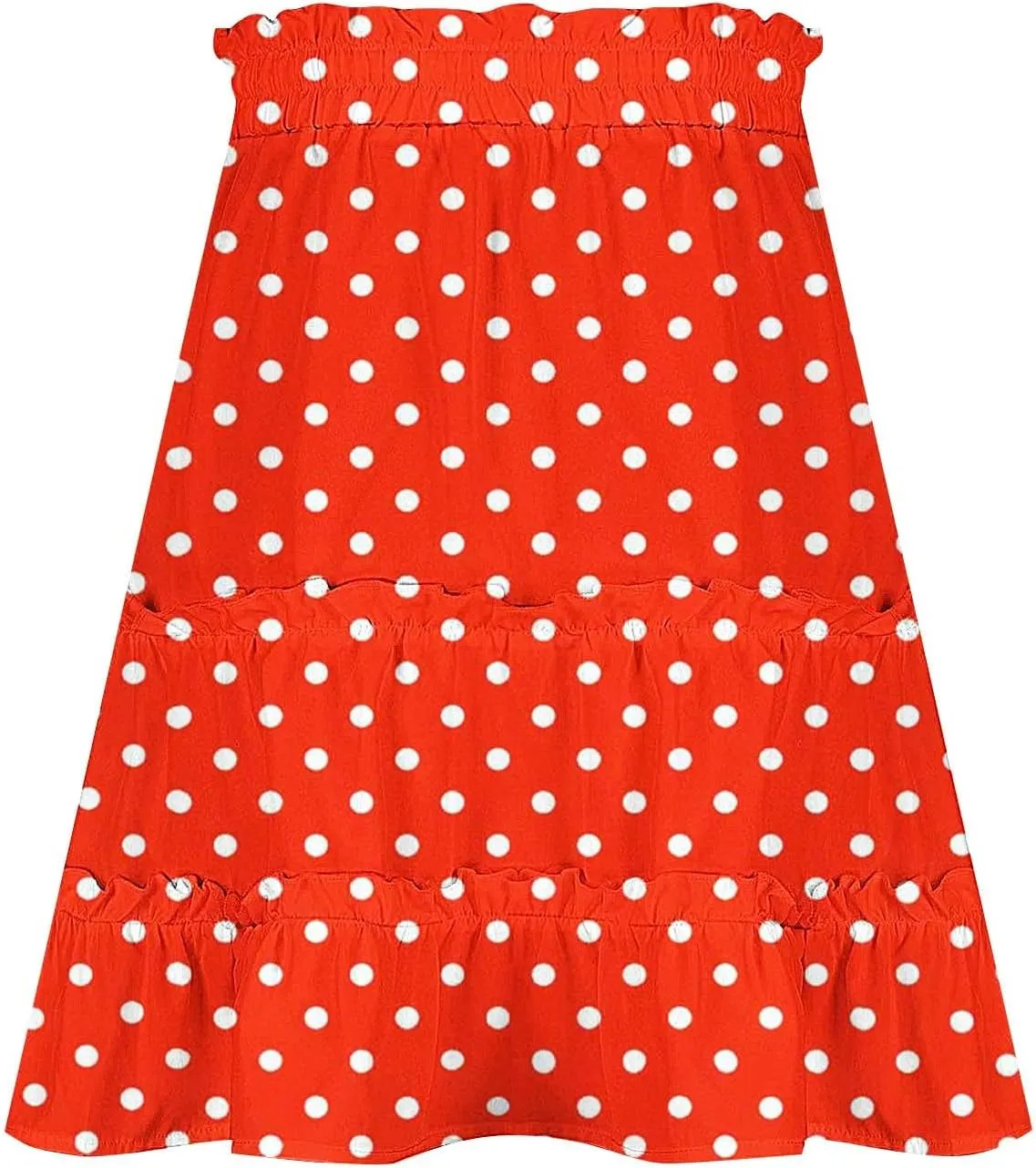 Boho Skirts for Women Summer Casual Elastic High Waist Drawstring Polka Dots Tie-up Flowy Short Mini Skirt