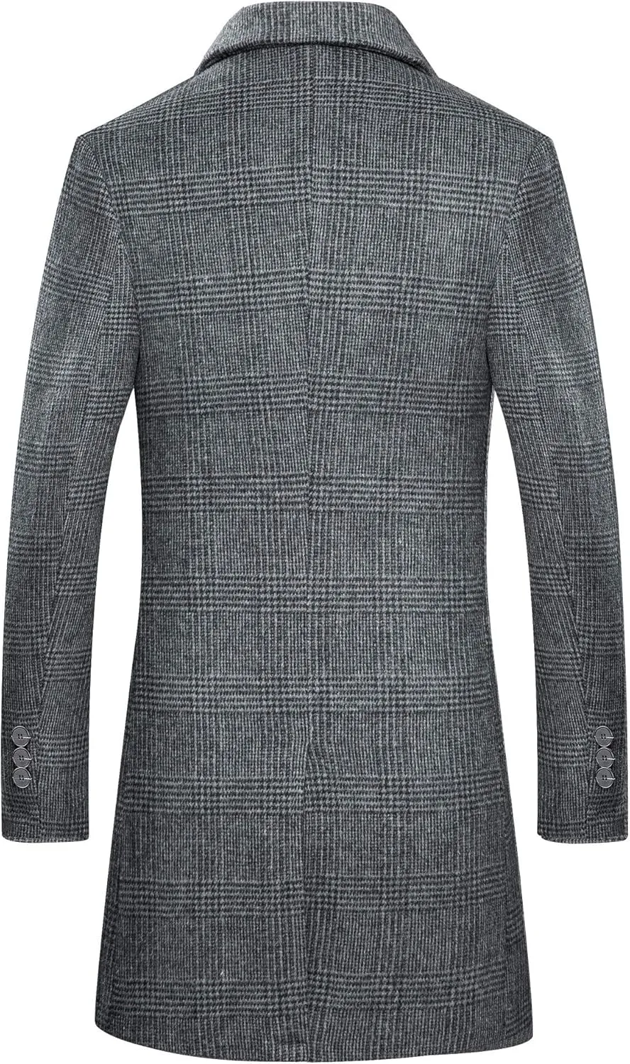 BOJIN Mens Trench Coat Wool Blend Top Pea Coat Winter Long Single Breasted Classic Stylish Business Overcoat