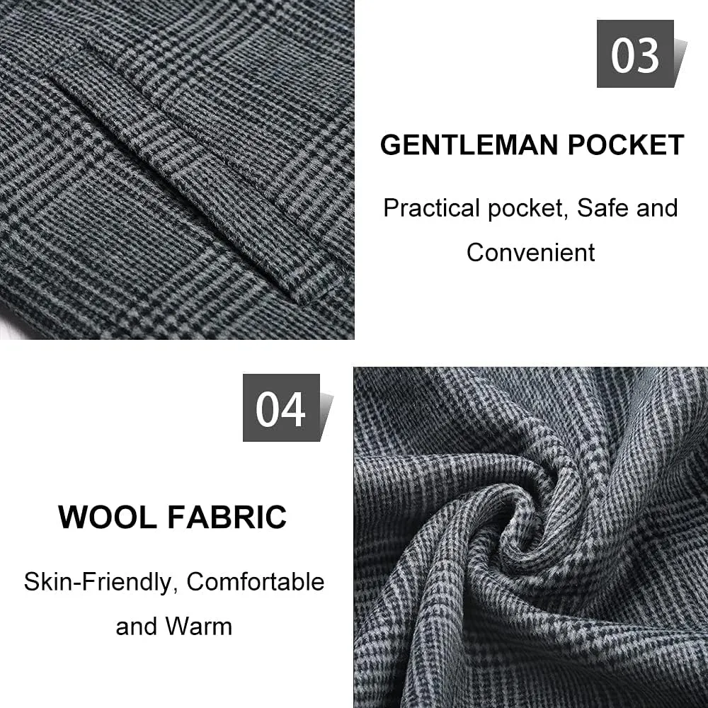 BOJIN Mens Trench Coat Wool Blend Top Pea Coat Winter Long Single Breasted Classic Stylish Business Overcoat