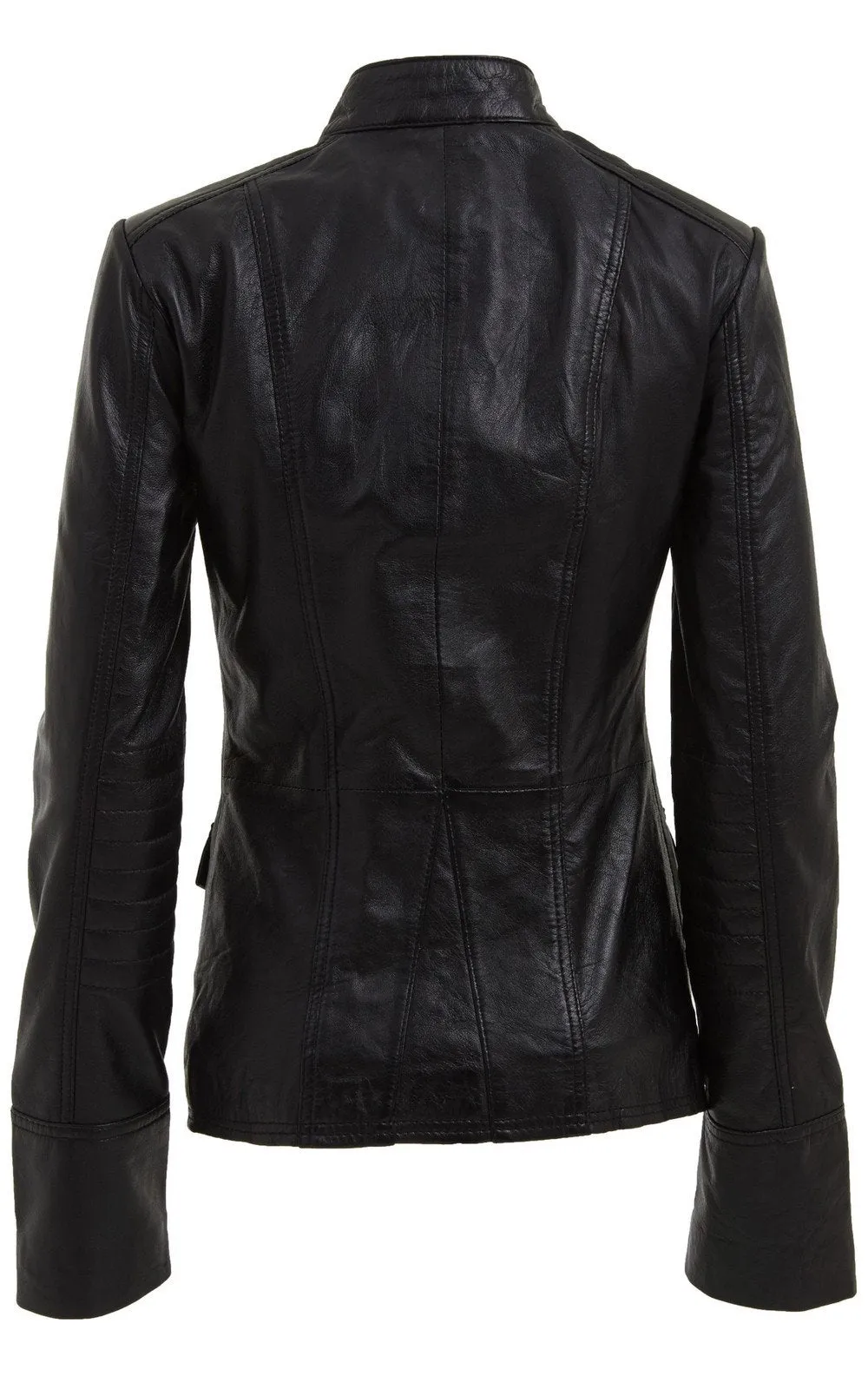 BROWN AND BLACK MILITARY STYLE LEATHER BLAZER JACKET For Women By TJS