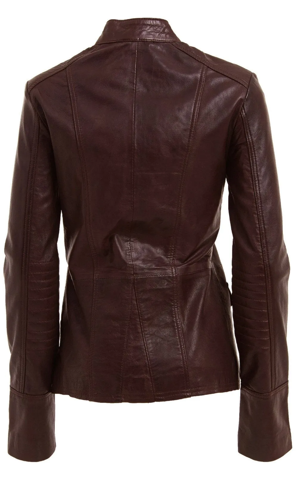 BROWN AND BLACK MILITARY STYLE LEATHER BLAZER JACKET For Women By TJS