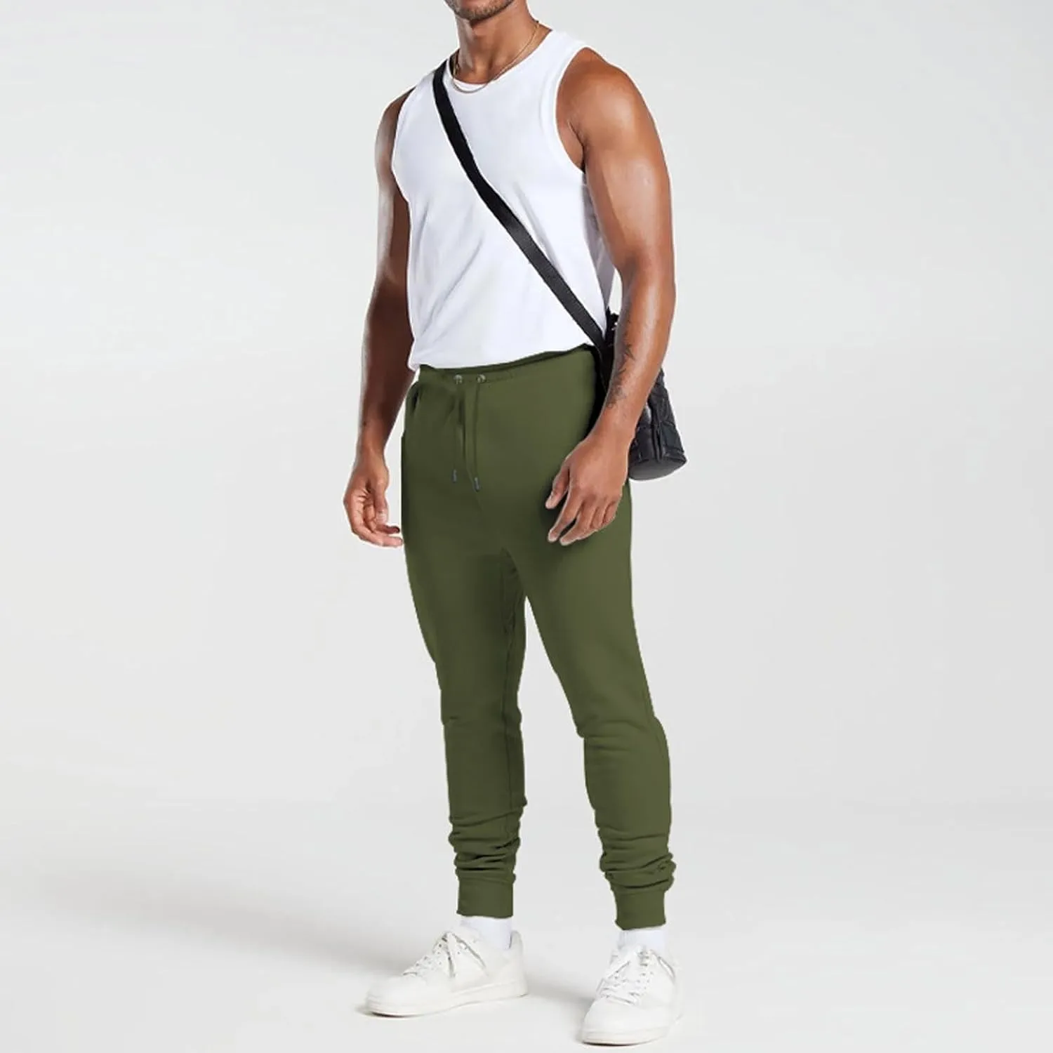 Cargo Sweatpants for Men Loose Fit Casual Pants Active Athletic Workout Baggy Jogger Drawstring Pants with Pockets