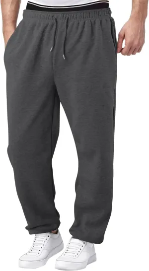 Casual Pants for Men Mid Waist Straight Leg Sweatpants Solid Drawstring Joggers Pants Lightweight Leisure Trousers