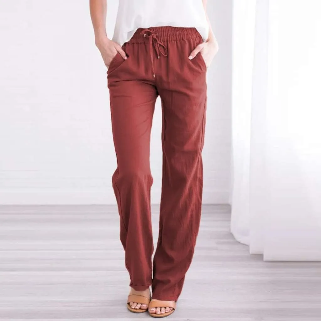 Casual Pants for Women 2024 Boho Trendy Casual Pants Drawstring Wide Leg Beach Pants Vacation Summer Travel Clothing