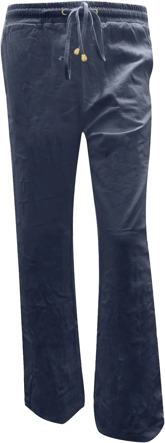 Casual Pants for Women Loose Solid Color Elastic High Waist Straight Leg Pant Drawstring Sport Trousers with Pocket