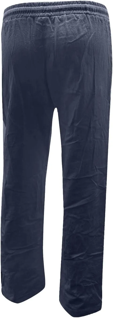 Casual Pants for Women Loose Solid Color Elastic High Waist Straight Leg Pant Drawstring Sport Trousers with Pocket