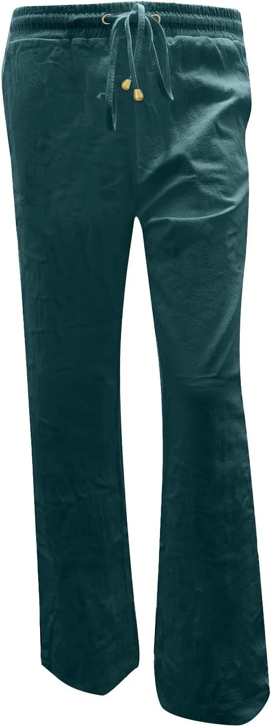 Casual Pants for Women Loose Solid Color Elastic High Waist Straight Leg Pant Drawstring Sport Trousers with Pocket