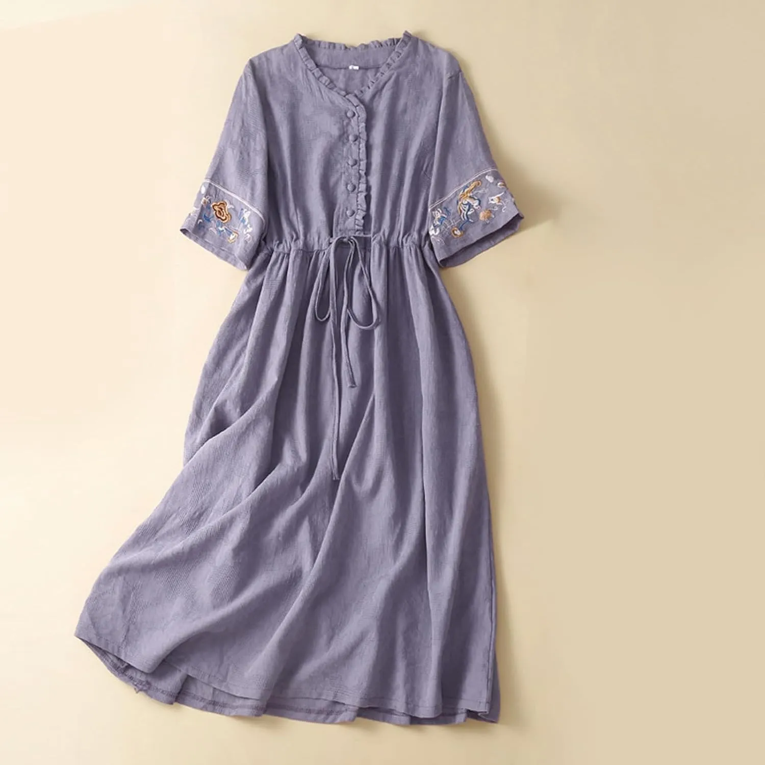 Cotton Linen Dress Women Boho Maxi Dress Summer Cute Summer Dresses A Line T Shirt Flowy Sundress Beach Vacation