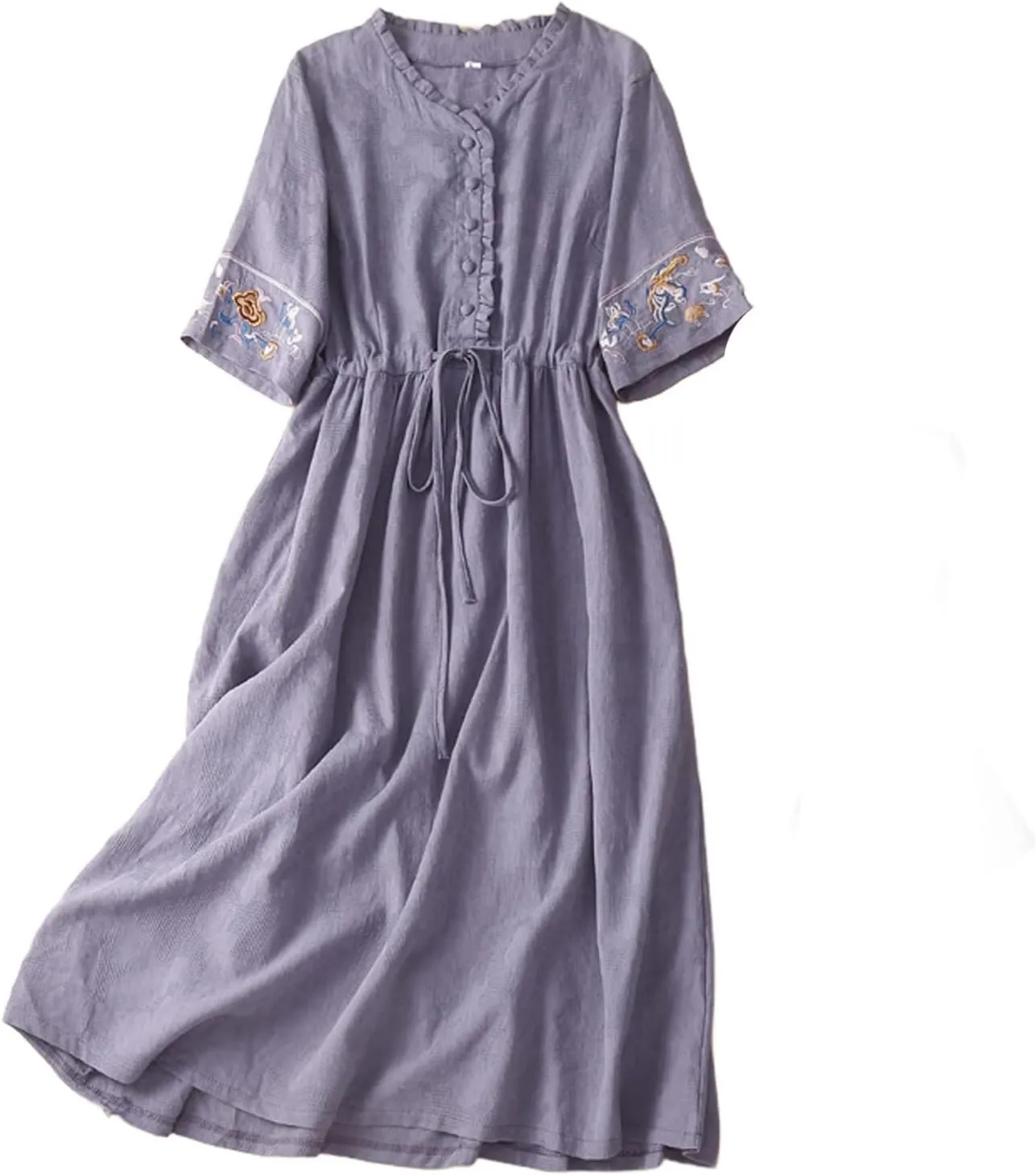 Cotton Linen Dress Women Boho Maxi Dress Summer Cute Summer Dresses A Line T Shirt Flowy Sundress Beach Vacation