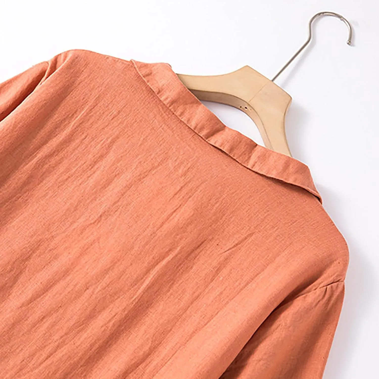 Cotton Linen Maxi Dresses for Women Summer Fashion Lapel Short Sleeve High Waist Beach Button Shirt Dress