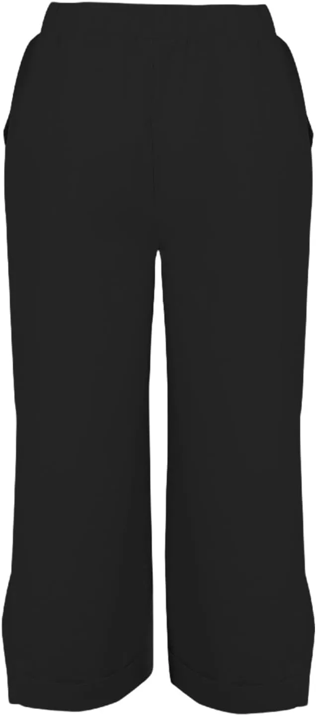 Cropped Linen Pants Women Summer Elastic Waist Straight Leg Plus Size Crop Pants Casual Beach Trousers with Pockets
