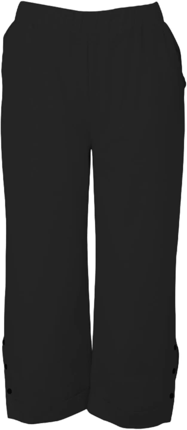 Cropped Linen Pants Women Summer Elastic Waist Straight Leg Plus Size Crop Pants Casual Beach Trousers with Pockets