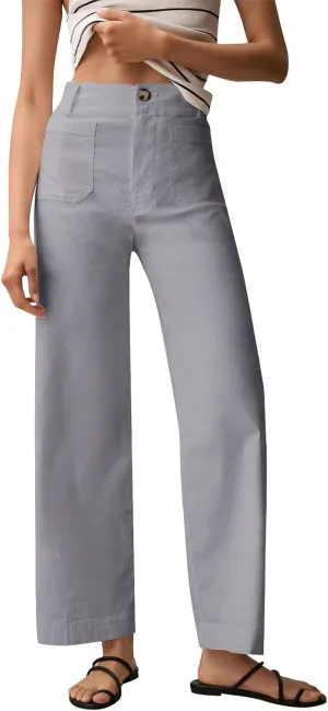 Cropped Work Pants for Women Casual High Waisted Button Straight Leg Ankle Pants Business Casual Pants with Pockets