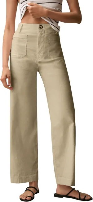 Cropped Work Pants for Women Casual High Waisted Button Straight Leg Ankle Pants Business Casual Pants with Pockets