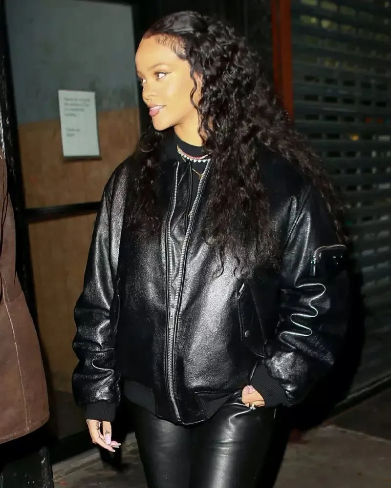 Decant Black Leather Jacket Worn By Rihanna | Rihanna Decant Black Leather Jacket