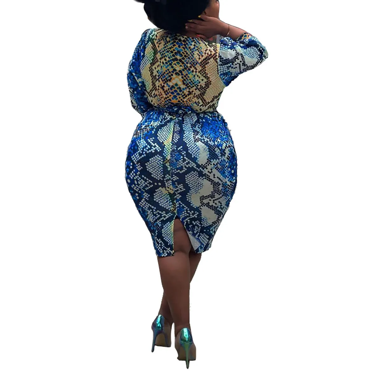 Design Life Bar Women's Plus Size Sexy Cold Shoulder V-Neck Dress Night Club Party Dresses