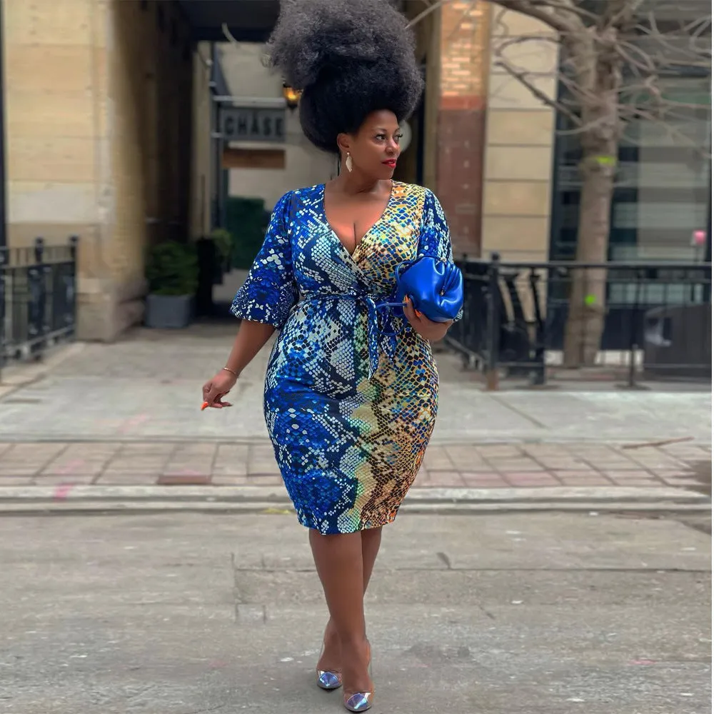 Design Life Bar Women's Plus Size Sexy Cold Shoulder V-Neck Dress Night Club Party Dresses