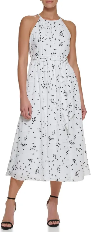 DKNY womens Knot Sleeve Midi Shirt Dress