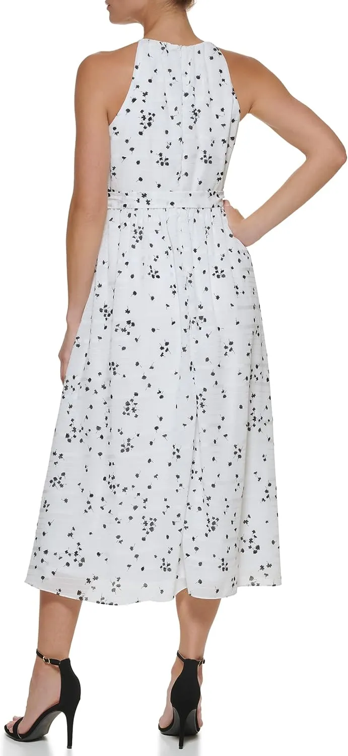 DKNY womens Knot Sleeve Midi Shirt Dress