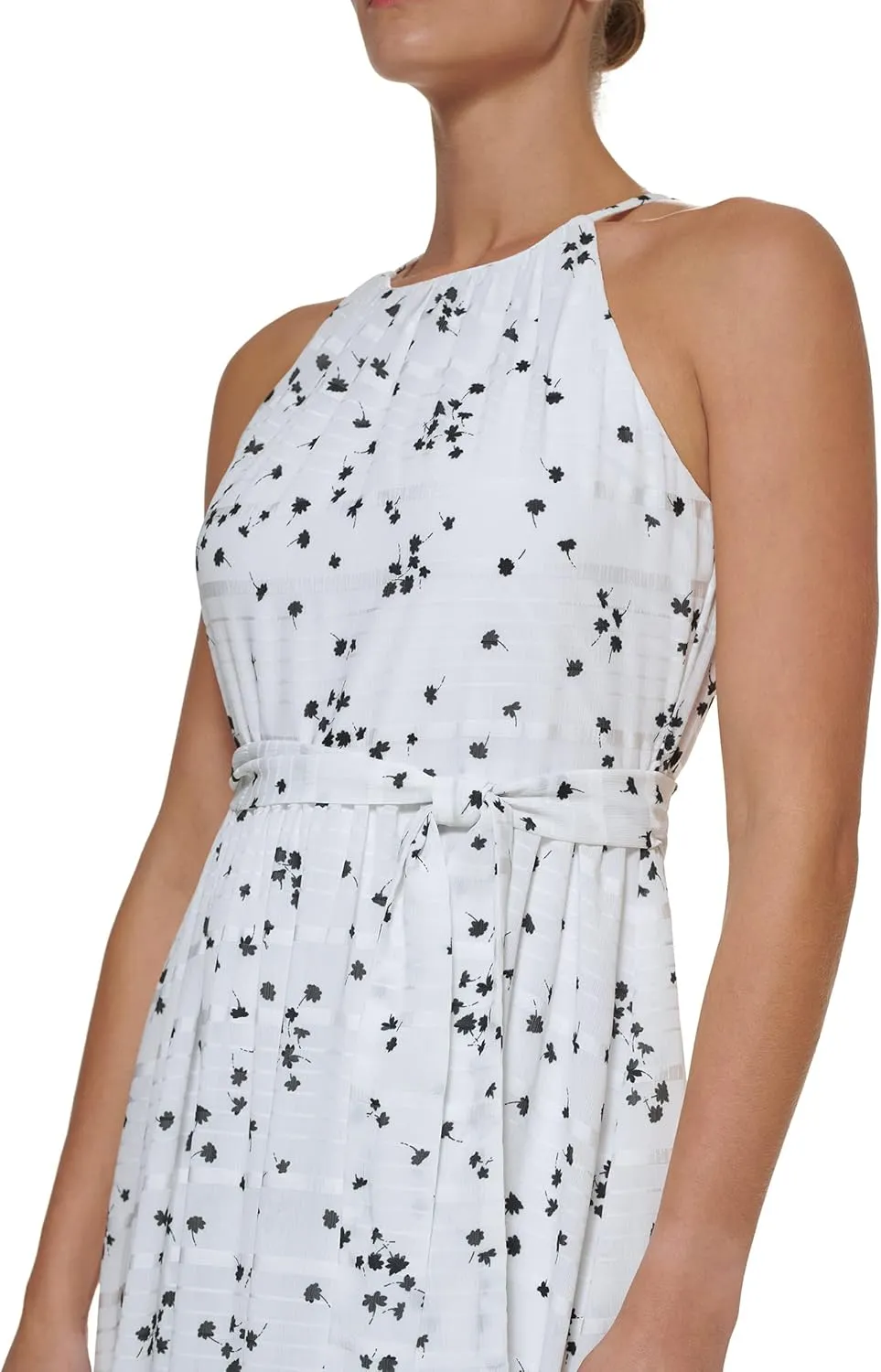 DKNY womens Knot Sleeve Midi Shirt Dress