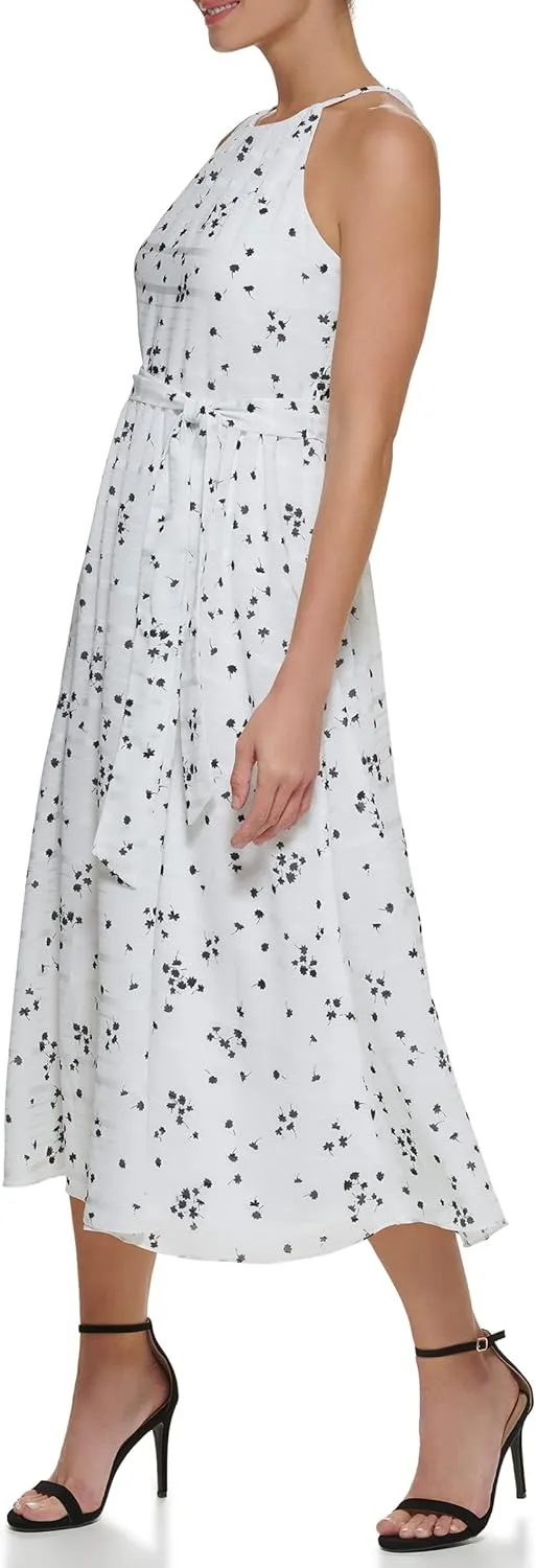 DKNY womens Knot Sleeve Midi Shirt Dress