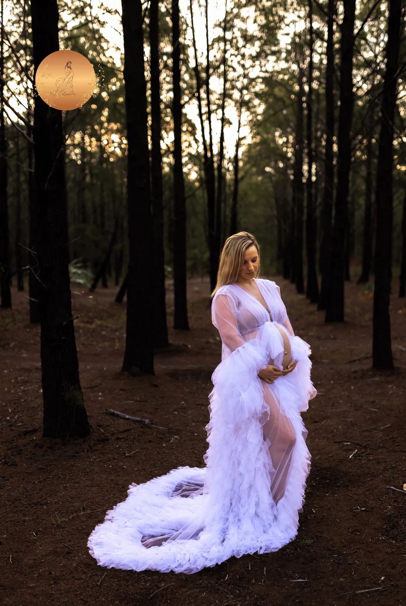 Dress Hire - Maternity Photoshoot Dresses - Bridal Robe - White Tulle Robe - Sophie - 4 DAY RENTAL