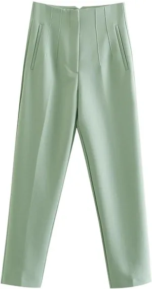 Dress Pants Women Business Casual Work Pants High Waisted Straight Leg Slacks Pull On Suit Pants Stretch Trousers